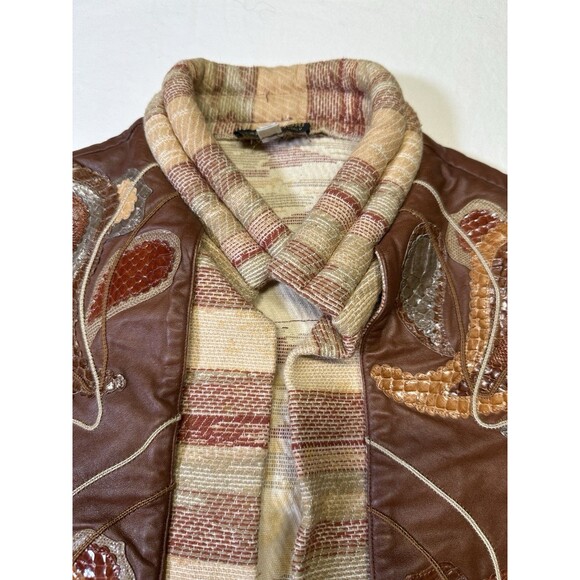 Vintage Carlo Fiori Italy Exotic Patchwork Paisley Leather Snakeskin Vest M - Picture 4 of 7